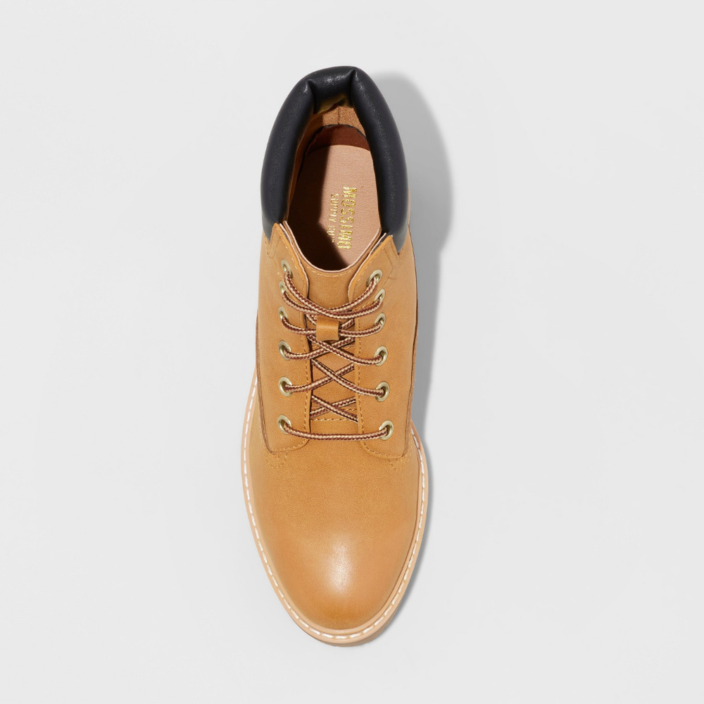 Mossimo Beccalynn Lace-Up Tan Hiking Work Boots - Picture 3 of 6